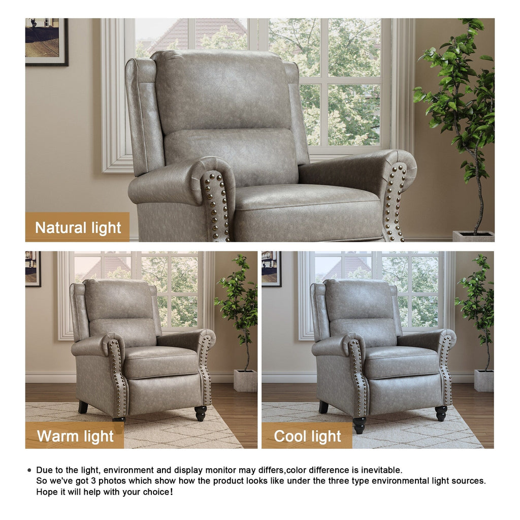 Manual Pushback Recliner Chairs with Nailhead Trim