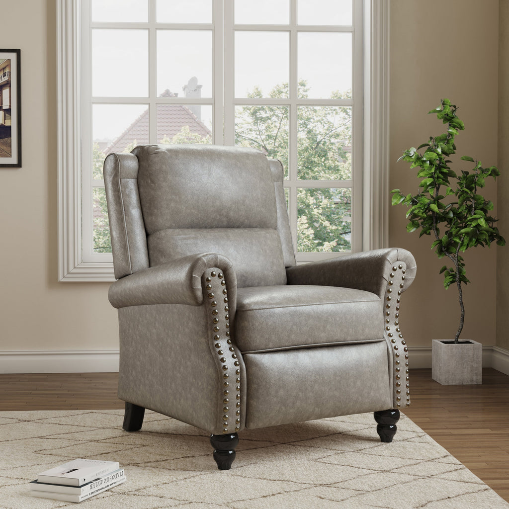 Manual Pushback Recliner Chairs with Nailhead Trim