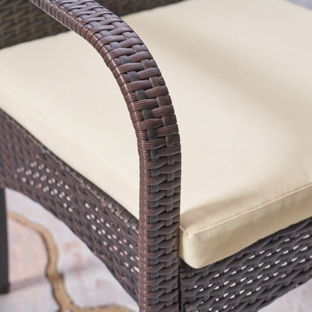 Mason Outdoor 7 Piece Acacia Wood and Wicker Dining Set by Christopher Knight Home