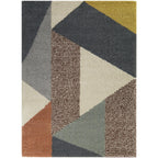 Merril Mid-century Modern Color Block Shag Area Rug
