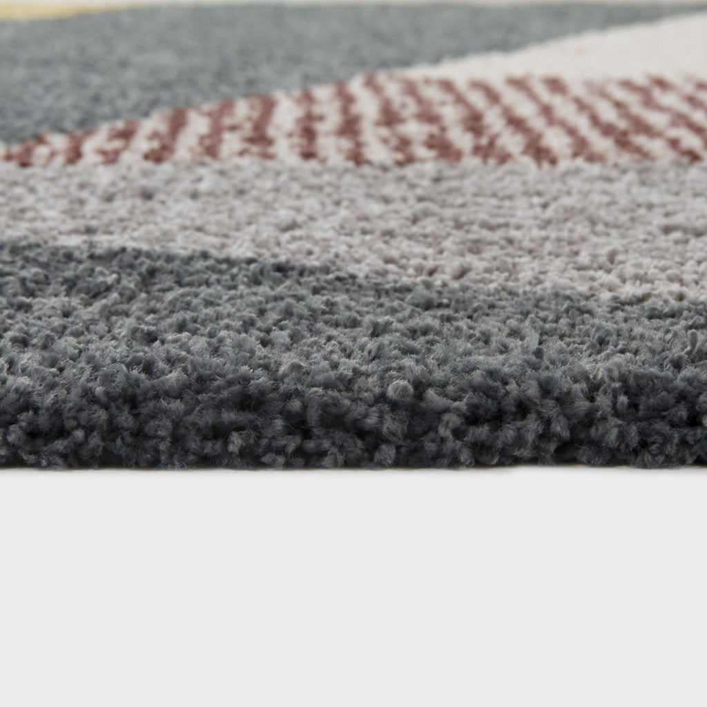 Merril Mid-century Modern Color Block Shag Area Rug