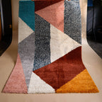 Merril Mid-century Modern Color Block Shag Area Rug