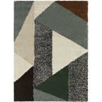 Merril Mid-century Modern Color Block Shag Area Rug