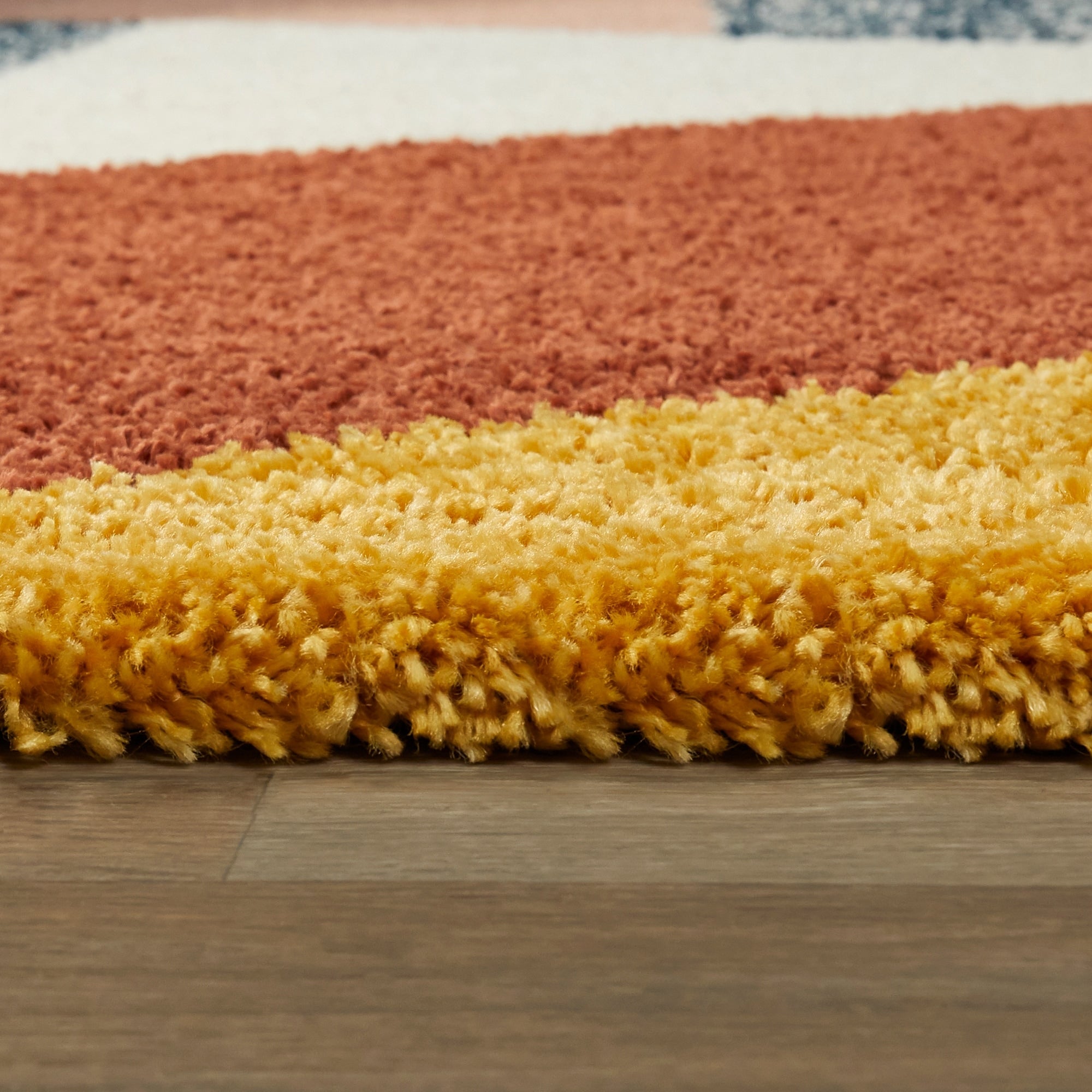 Merril Mid-century Modern Color Block Shag Area Rug