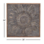 Metal Floral Sunflower Wall Decor with Embossed Details - Gray - Roche River Decor
