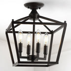 Milton Mini Lantern 4-Light Iron Modern Farmhouse LED Flush Mount, by JONATHAN Y