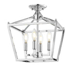 Milton Mini Lantern 4-Light Iron Modern Farmhouse LED Flush Mount, by JONATHAN Y