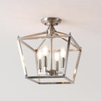 Milton Mini Lantern 4-Light Iron Modern Farmhouse LED Flush Mount, by JONATHAN Y