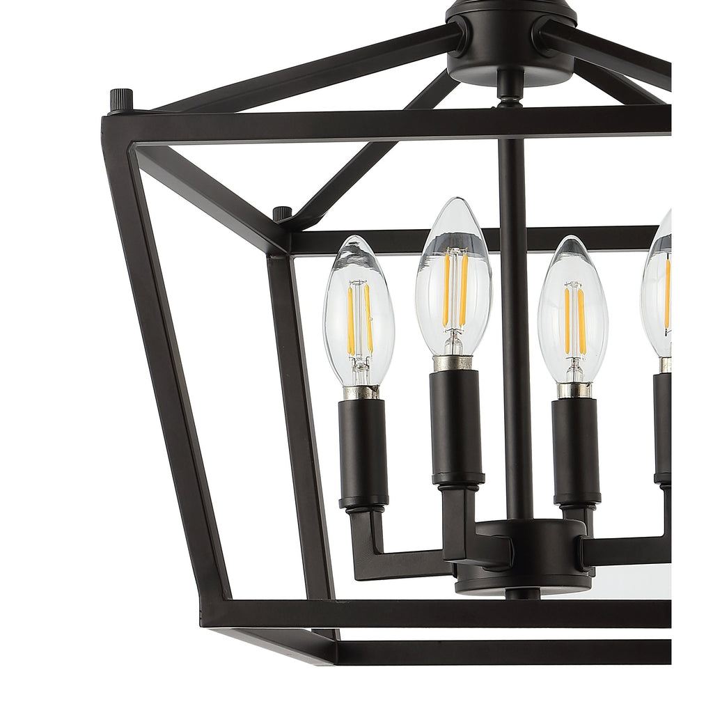 Milton Mini Lantern 4-Light Iron Modern Farmhouse LED Flush Mount, by JONATHAN Y