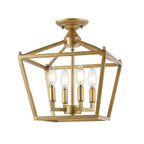 Milton Mini Lantern 4-Light Iron Modern Farmhouse LED Flush Mount, by JONATHAN Y