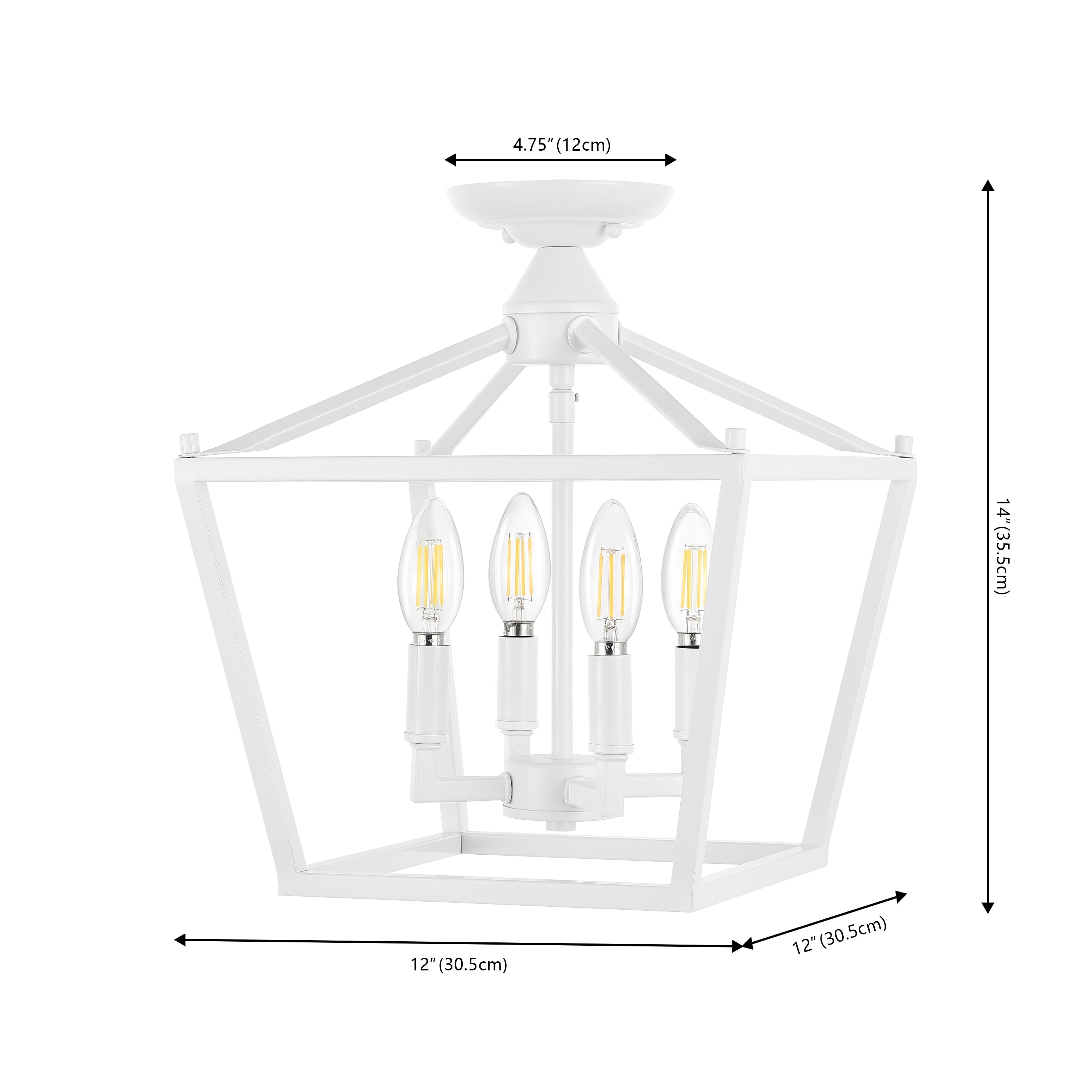 Milton Mini Lantern 4-Light Iron Modern Farmhouse LED Flush Mount, by JONATHAN Y