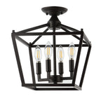Milton Mini Lantern 4-Light Iron Modern Farmhouse LED Flush Mount, by JONATHAN Y