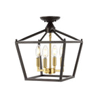 Milton Mini Lantern 4-Light Iron Modern Farmhouse LED Flush Mount, by JONATHAN Y