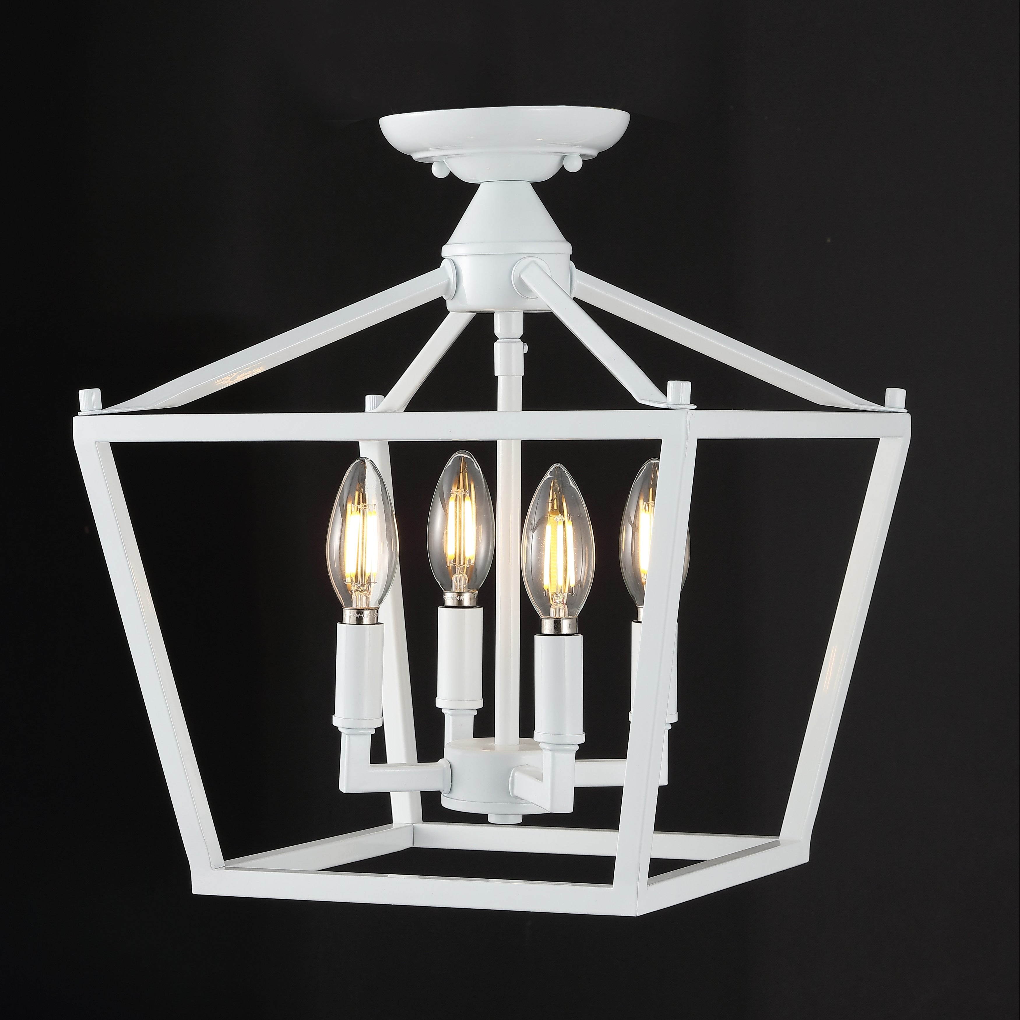 Milton Mini Lantern 4-Light Iron Modern Farmhouse LED Flush Mount, by JONATHAN Y