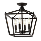 Milton Mini Lantern 4-Light Iron Modern Farmhouse LED Flush Mount, by JONATHAN Y
