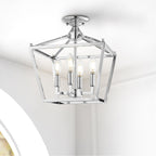 Milton Mini Lantern 4-Light Iron Modern Farmhouse LED Flush Mount, by JONATHAN Y