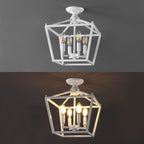 Milton Mini Lantern 4-Light Iron Modern Farmhouse LED Flush Mount, by JONATHAN Y
