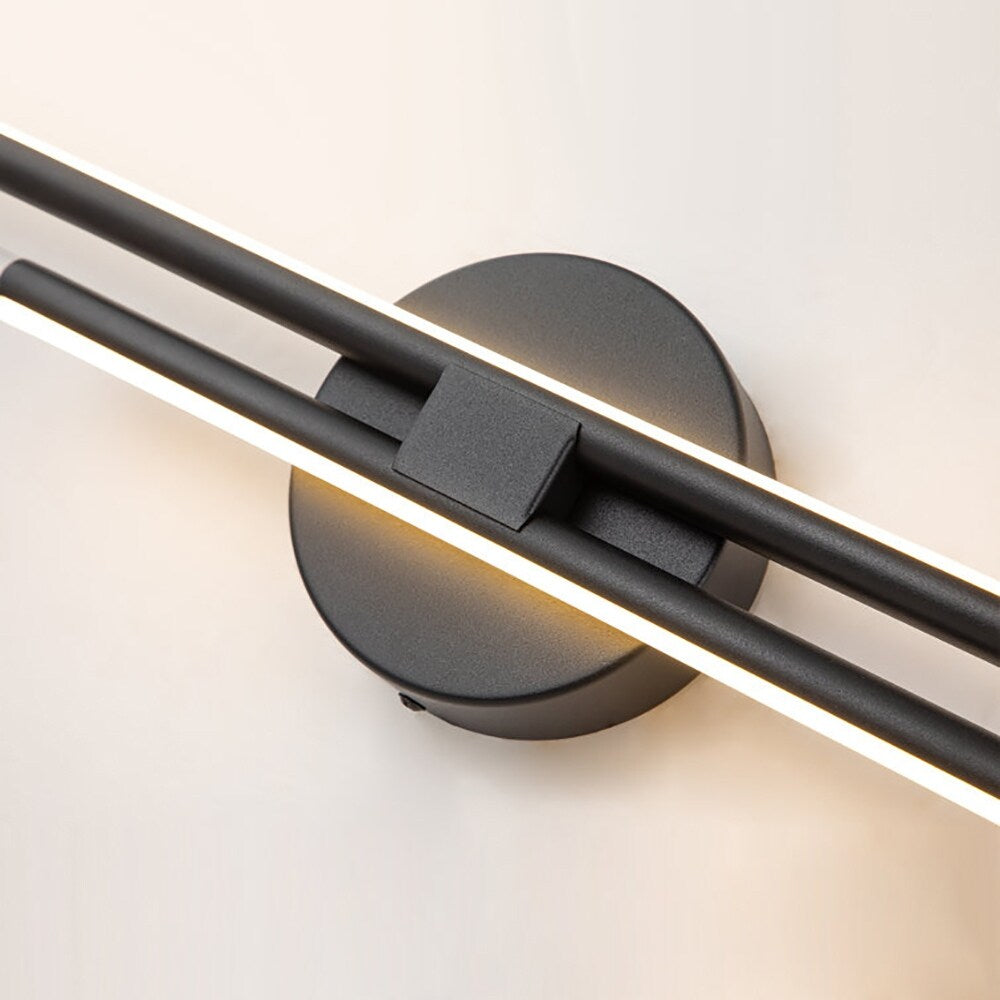 Minimalist 2-Light Dimmable LED Vanity Light Linear Metal Wall Sconce