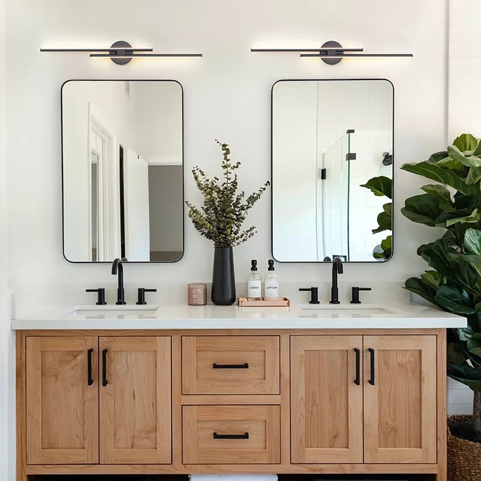 Minimalist 2-Light Dimmable LED Vanity Light Linear Metal Wall Sconce