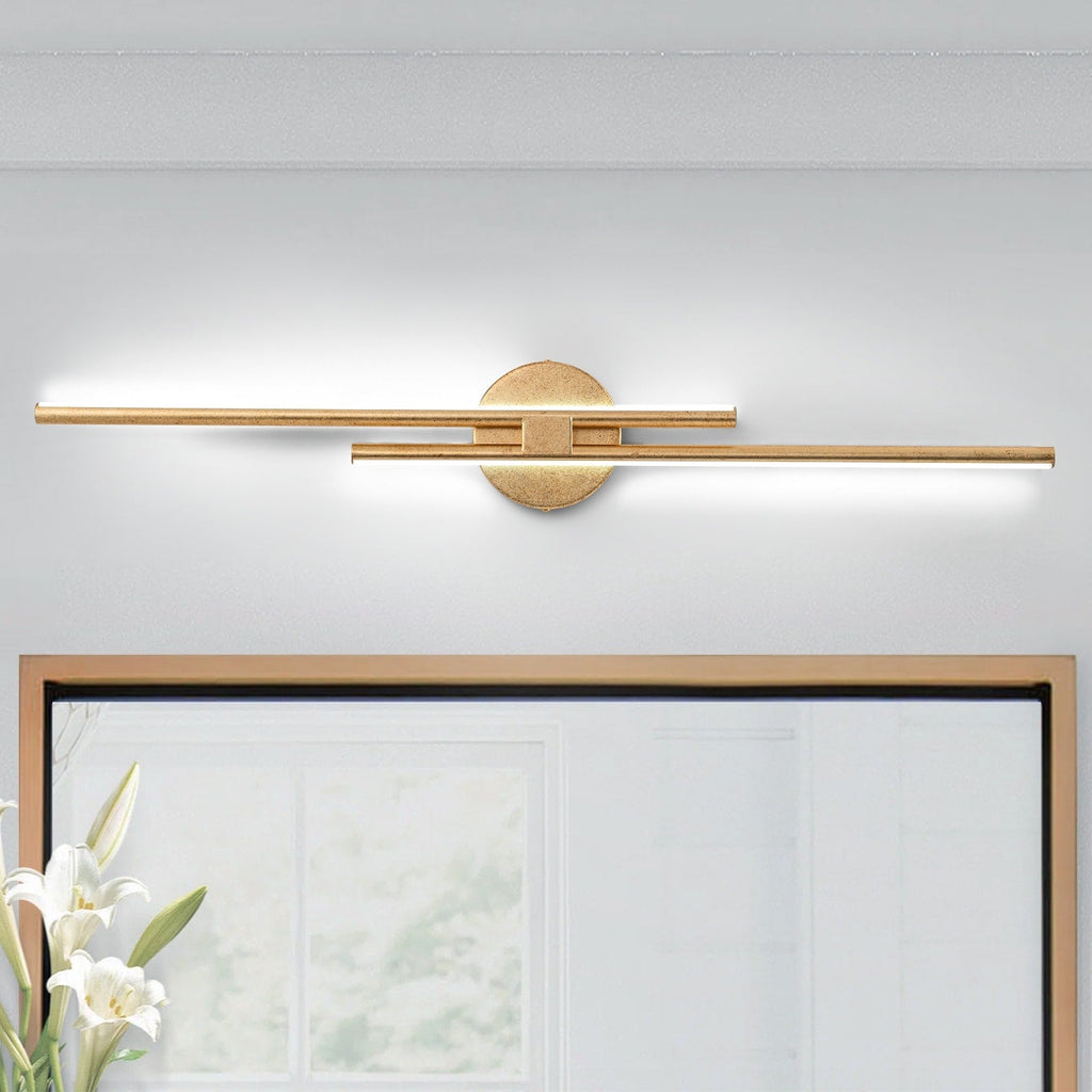 Minimalist 2-Light Dimmable LED Vanity Light Linear Metal Wall Sconce