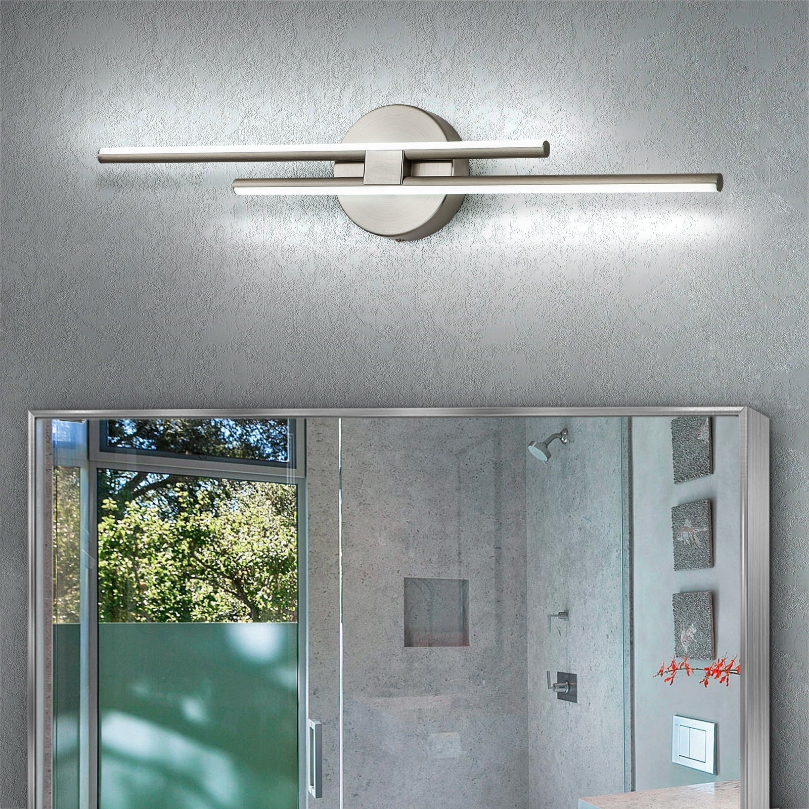 Minimalist 2-Light Dimmable LED Vanity Light Linear Metal Wall Sconce
