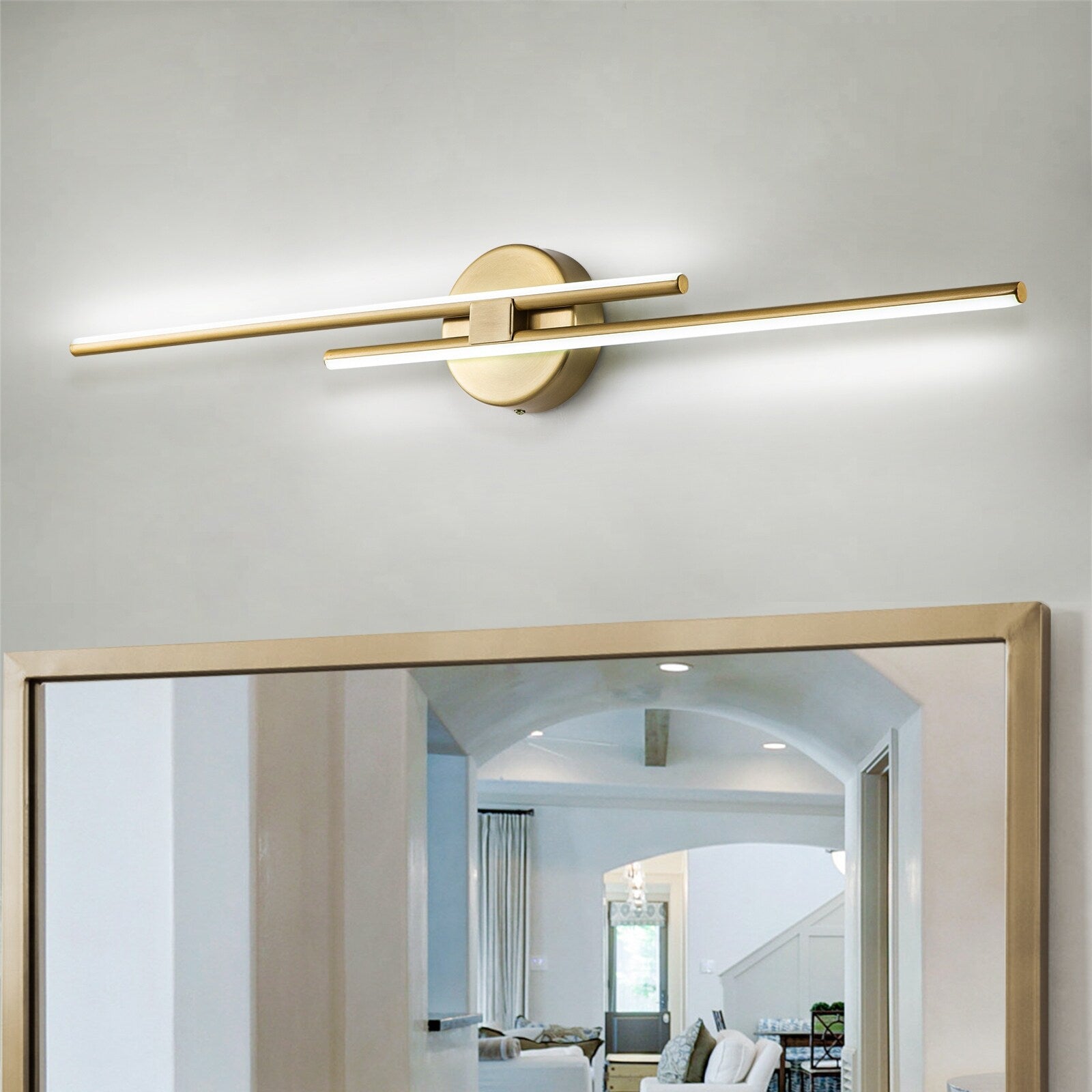 Minimalist 2-Light Dimmable LED Vanity Light Linear Metal Wall Sconce
