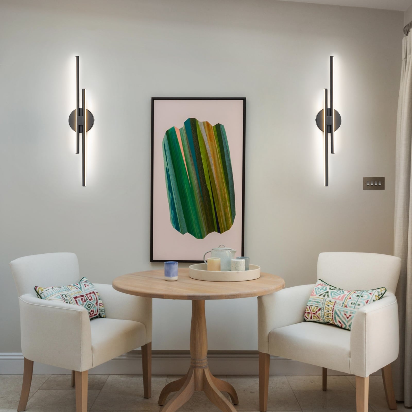 Minimalist 2-Light Dimmable LED Vanity Light Linear Metal Wall Sconce