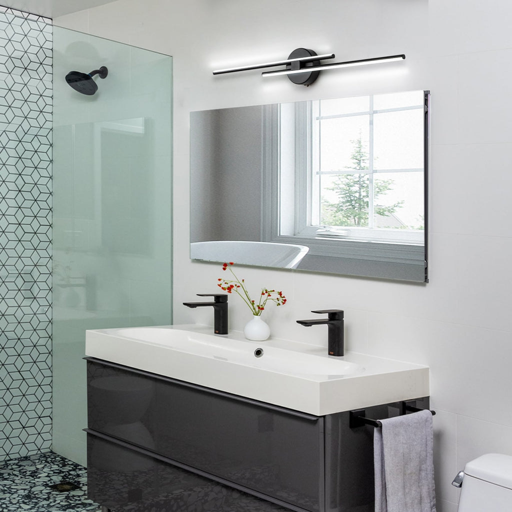 Minimalist 2-Light Dimmable LED Vanity Light Linear Metal Wall Sconce