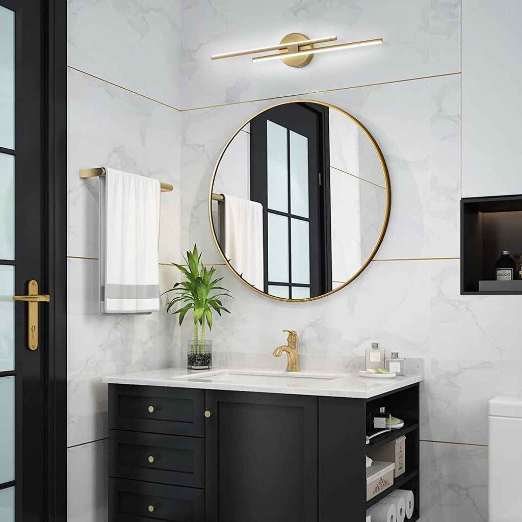 Minimalist 2-Light Dimmable LED Vanity Light Linear Metal Wall Sconce