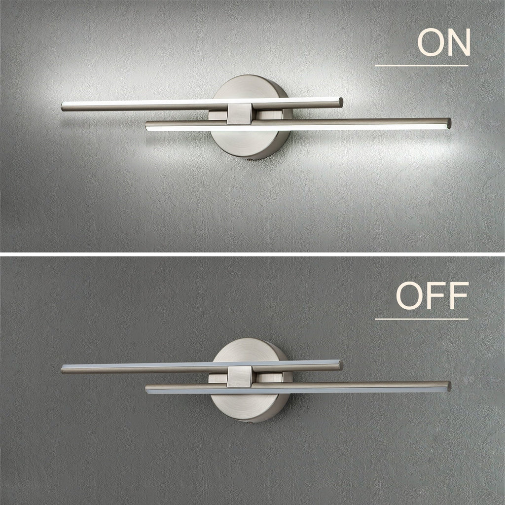 Minimalist 2-Light Dimmable LED Vanity Light Linear Metal Wall Sconce