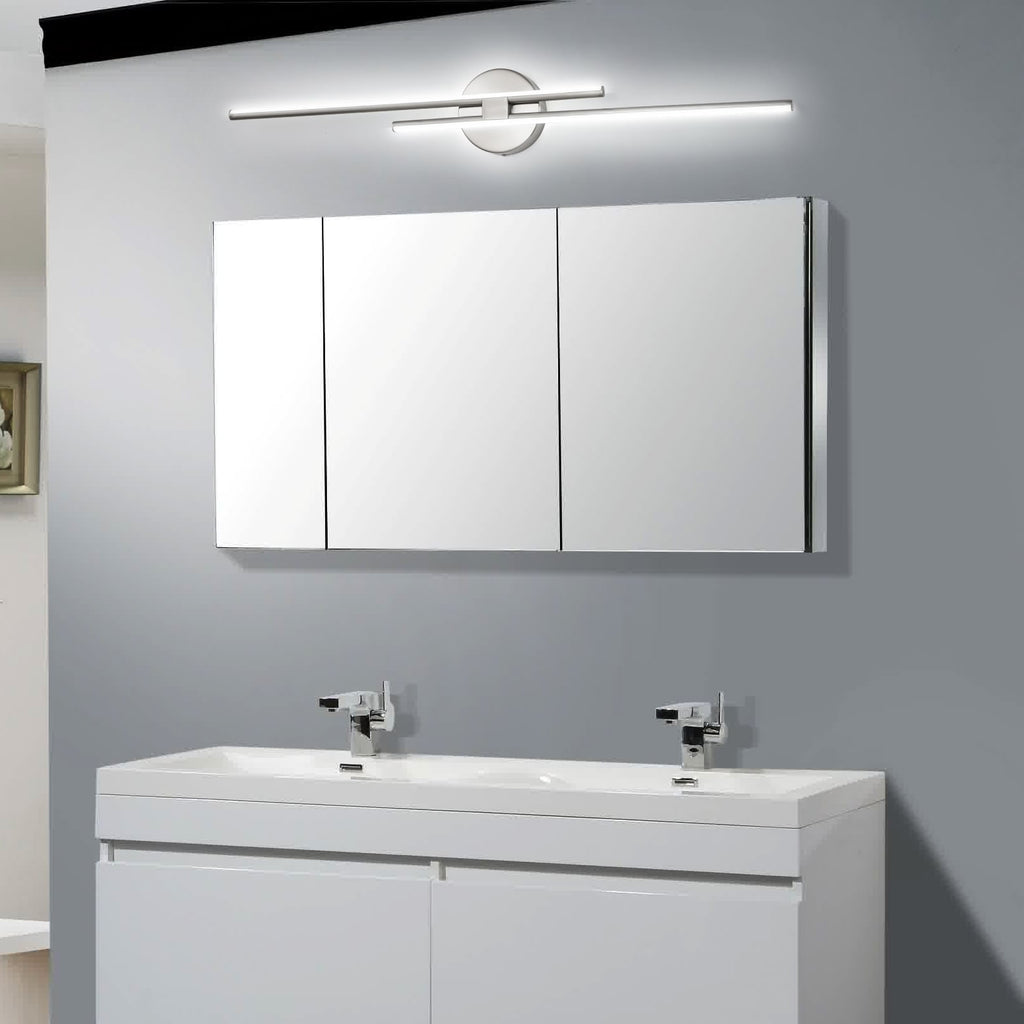 Minimalist 2-Light Dimmable LED Vanity Light Linear Metal Wall Sconce