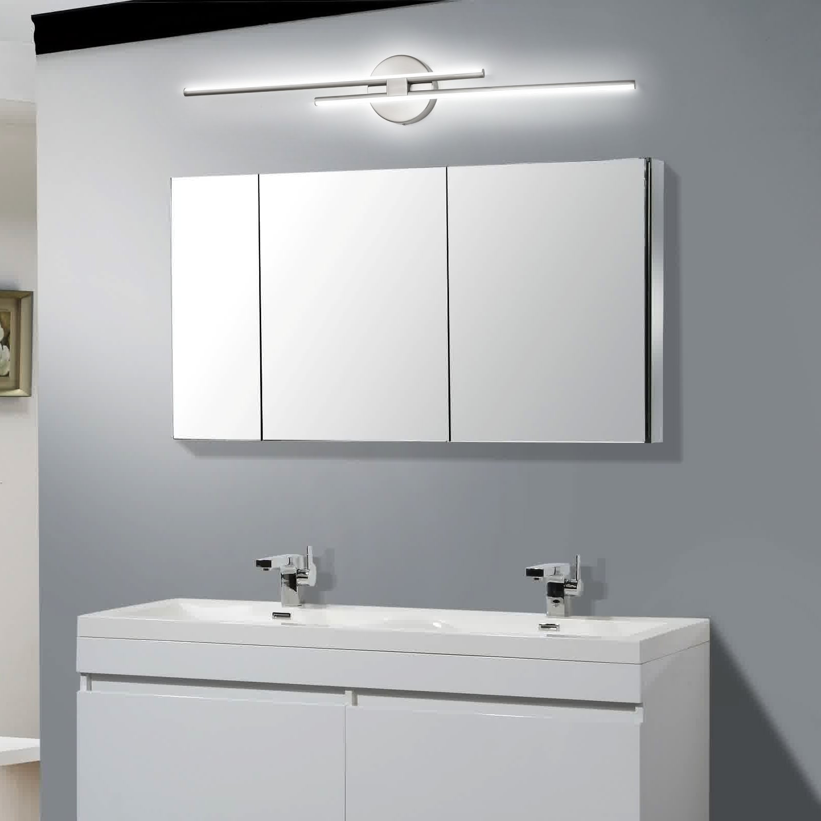 Minimalist 2-Light Dimmable LED Vanity Light Linear Metal Wall Sconce