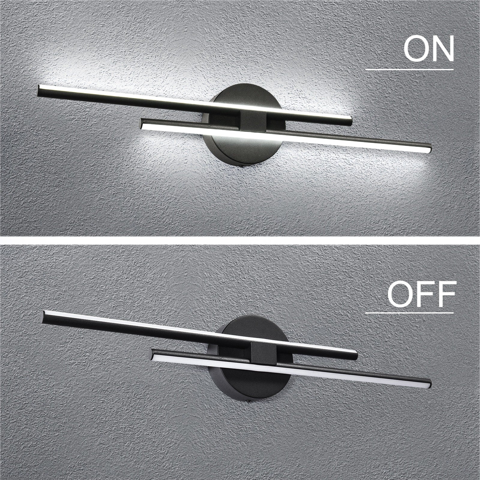 Minimalist 2-Light Dimmable LED Vanity Light Linear Metal Wall Sconce