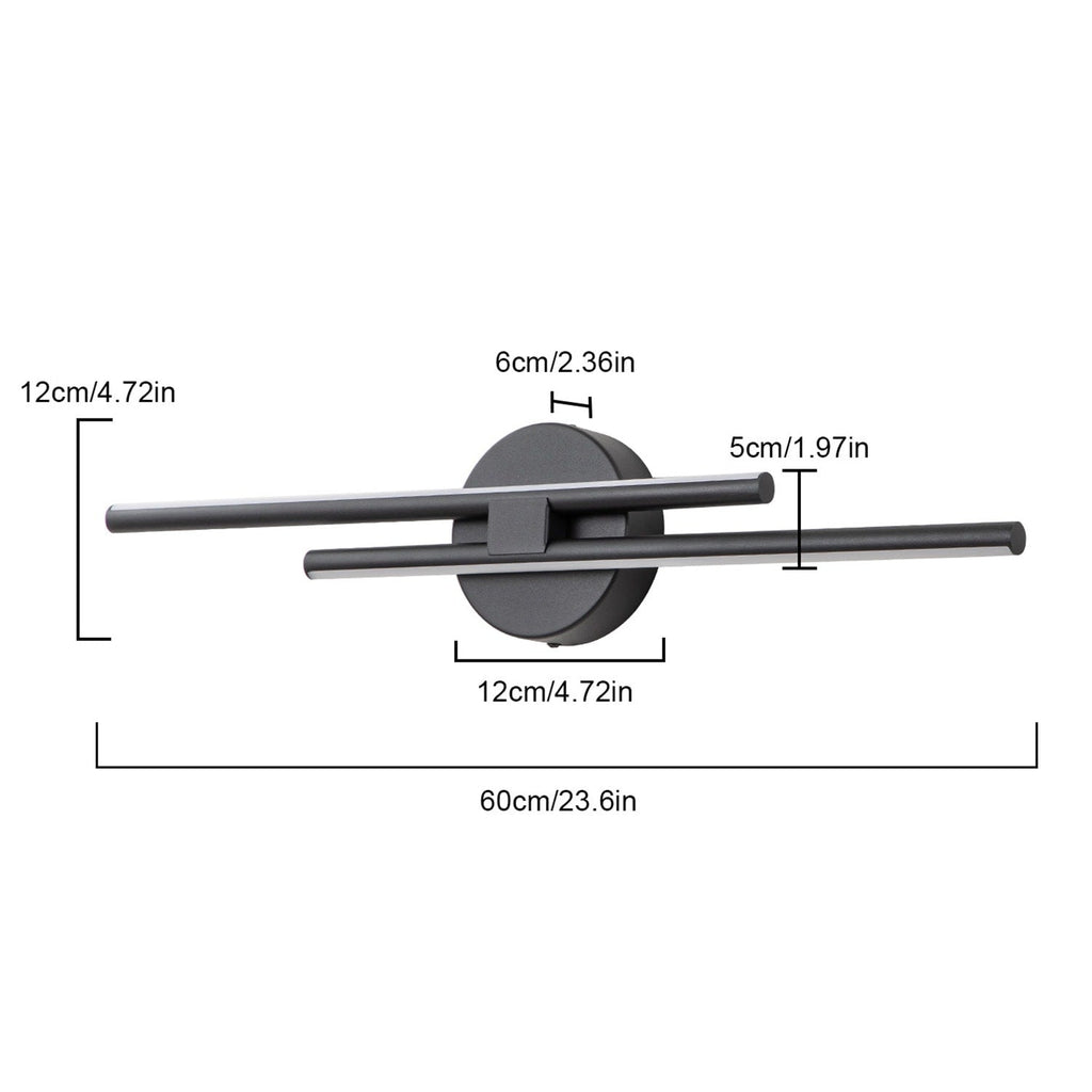 Minimalist 2-Light Dimmable LED Vanity Light Linear Metal Wall Sconce