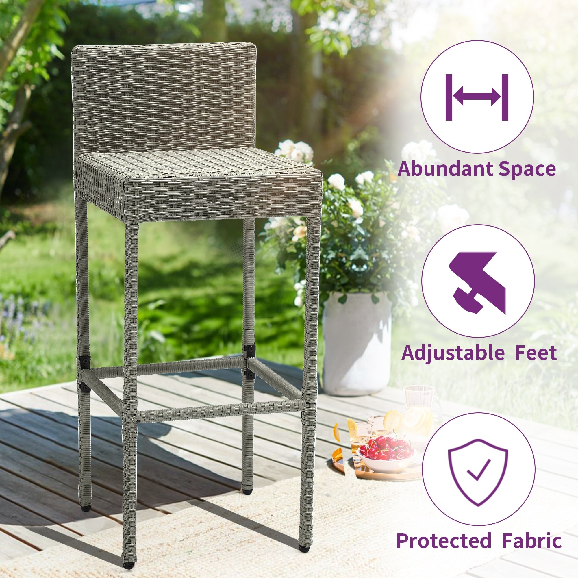 Moasis 5-Piece Outdoor Furniture Wicker Bar Set - 5 PCS