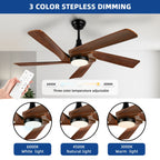 Moasis 52 Modern Remote Control Ceiling Fan with Lights and 5 Solid Wood Blades
