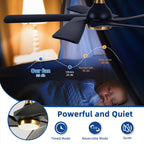 Moasis 52 Modern Remote Control Ceiling Fan with Lights and 5 Solid Wood Blades