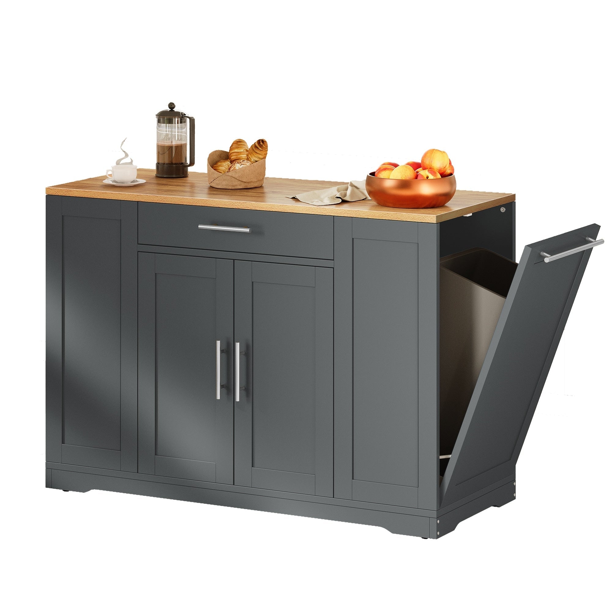 Moasis 53-inch Rolling Kitchen Island Storage Cabinet Portable Mobile Kitchen Cart