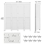 Moasis 67 White 4-Panel Wood Room Screen Divider