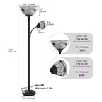 Moasis 71 Traditional Torchiere Floor Lamp with Adjustable Reading Light, Alabaster glass shades - 71H