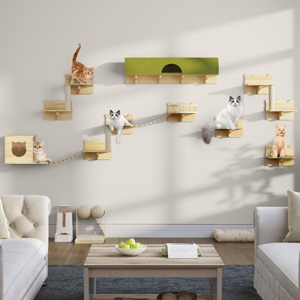 Moasis Cat Wall Shelves Set Wall Mounted Wood Cat Climber Set
