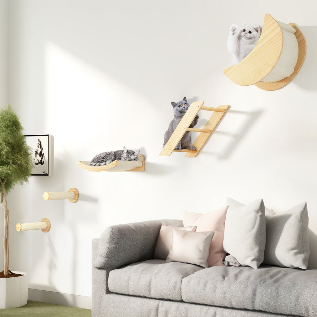 Moasis Cat Wall Shelves Set Wall Mounted Wood Cat Climber Set