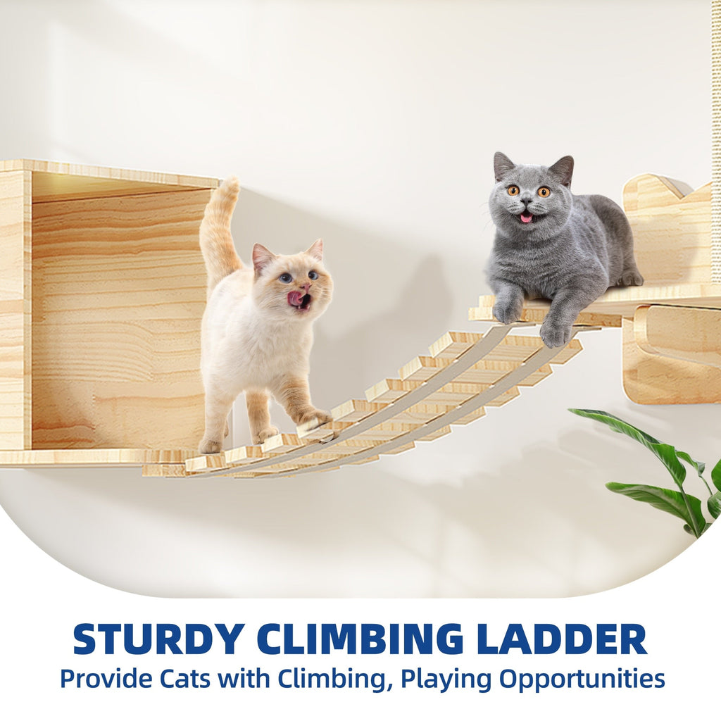 Moasis Cat Wall Shelves Set Wall Mounted Wood Cat Climber Set