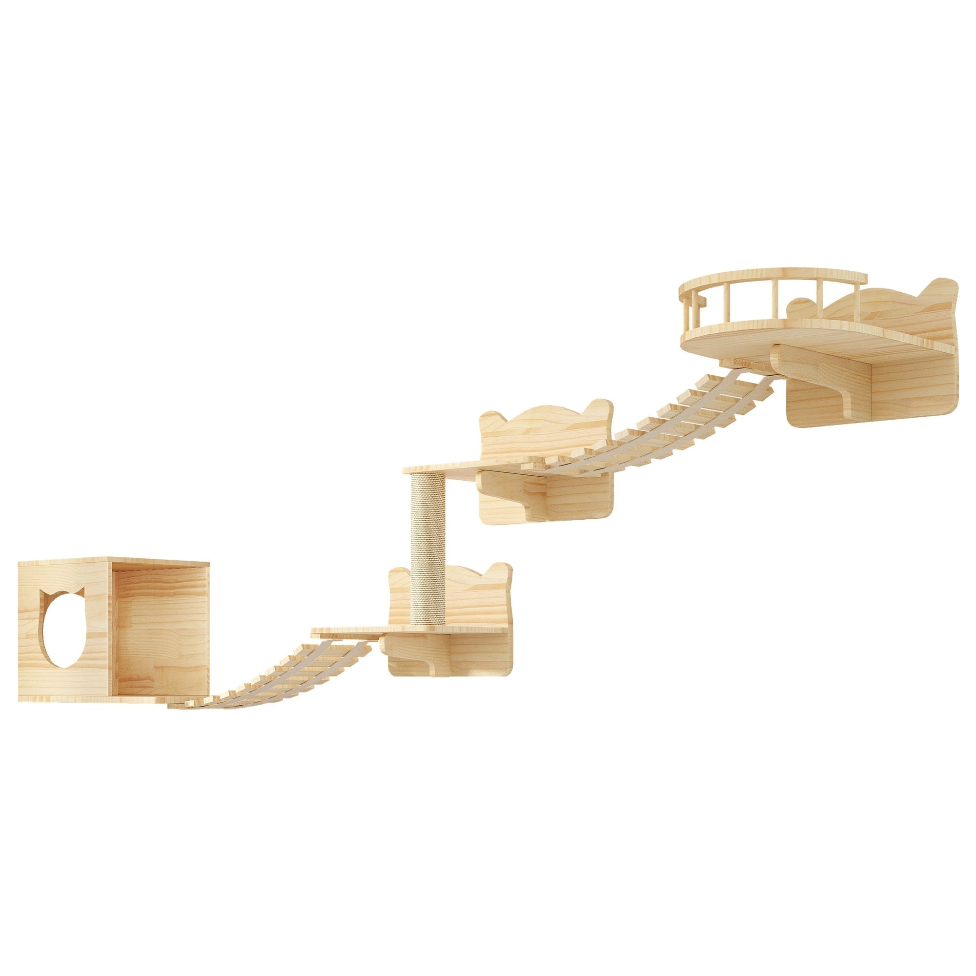 Moasis Cat Wall Shelves Set Wall Mounted Wood Cat Climber Set