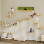 Moasis Cat Wall Shelves Set Wall Mounted Wood Cat Climber Set