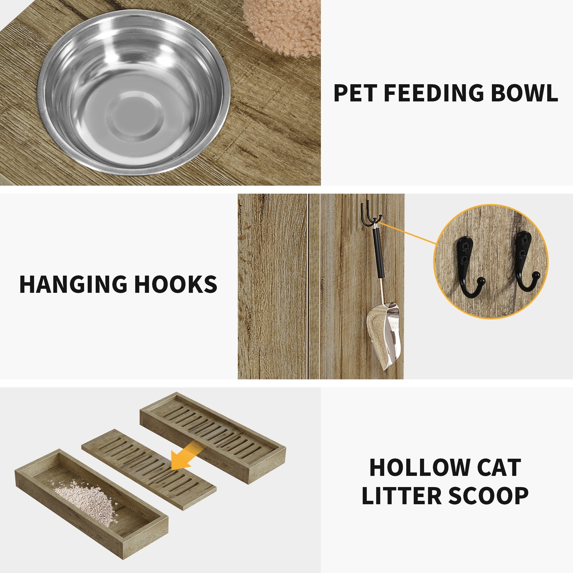 Moasis Double Cat Litter Box Enclosure with Scratching Post Cat Tree