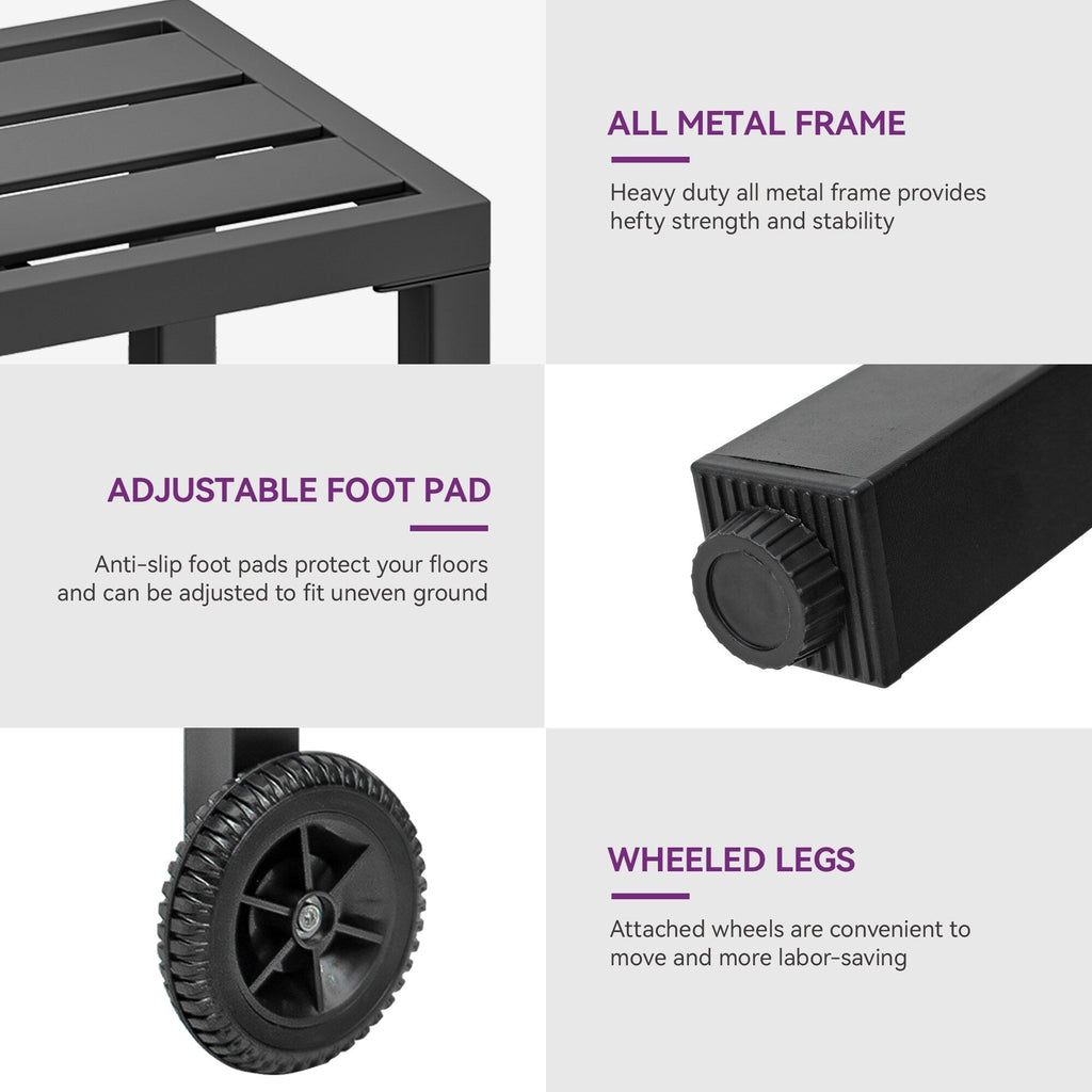 Moasis Patio Metal Counter Table Bar Table with Wheels