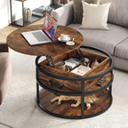 Moasis Round Lift Top Coffee Table with Hidden Storage