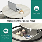 Moasis Round Lift Top Coffee Table with Hidden Storage