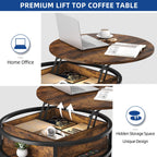 Moasis Round Lift Top Coffee Table with Hidden Storage